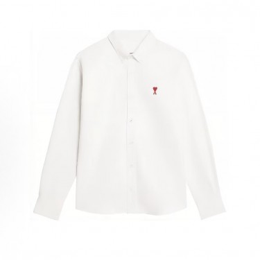 아미파리 단색 카라 싱글 버튼 캐주얼 긴소매 셔츠비 화이트 (탑아미공장)