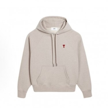 아미파리 SS24 하트 패턴 편안한 코튼 후드 풀오버 맨투맨 크림 아이보리 (탑아미공장)