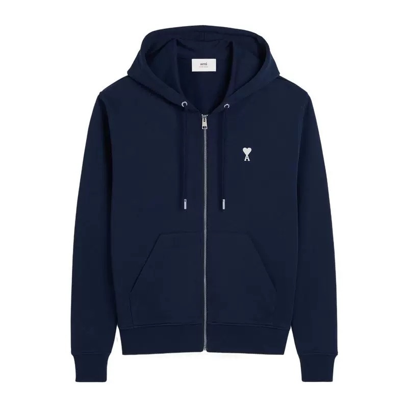 아미파리  화이트 하트 자수 집업 후드 스웨트셔츠 네이비 (탑아미공장)