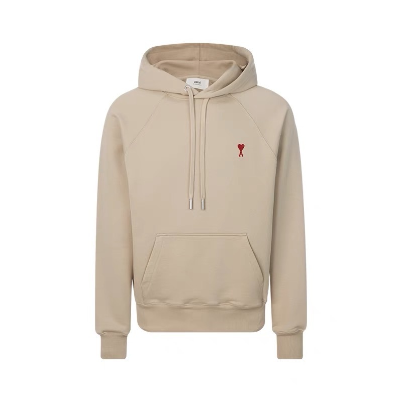 아미파리 자수 로고 드로스트링 스트링 디테일 풀오버 긴팔 스웨트셔츠 카키 (탑아미공장)