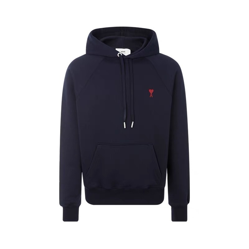 아미파리 자수 로고 드로스트링 스트링 디테일 풀오버 긴팔 스웨트셔츠 네이비 (탑아미공장)