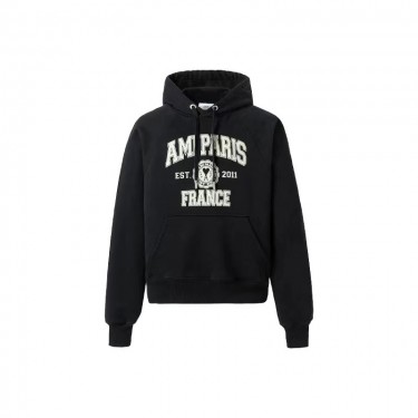 아미파리 FW22 퓨어 컬러 레터 로고 프린트 풀오버 긴팔 스웨트셔츠 블랙 (탑아미공장)