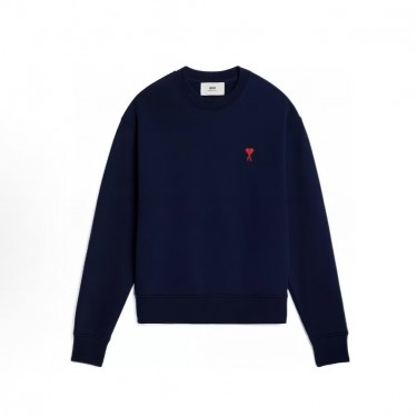 아미파리 FW24 레드 하트 캐주얼 코튼 풀오버 긴팔 라운드넥 스웨트셔츠 블루 (탑아미공장)