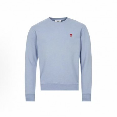 아미 파리 FW24 레드 하트 캐주얼 코튼 풀오버 긴팔 라운드넥 스웨트셔츠 스카이 블루 (탑아미공장)
