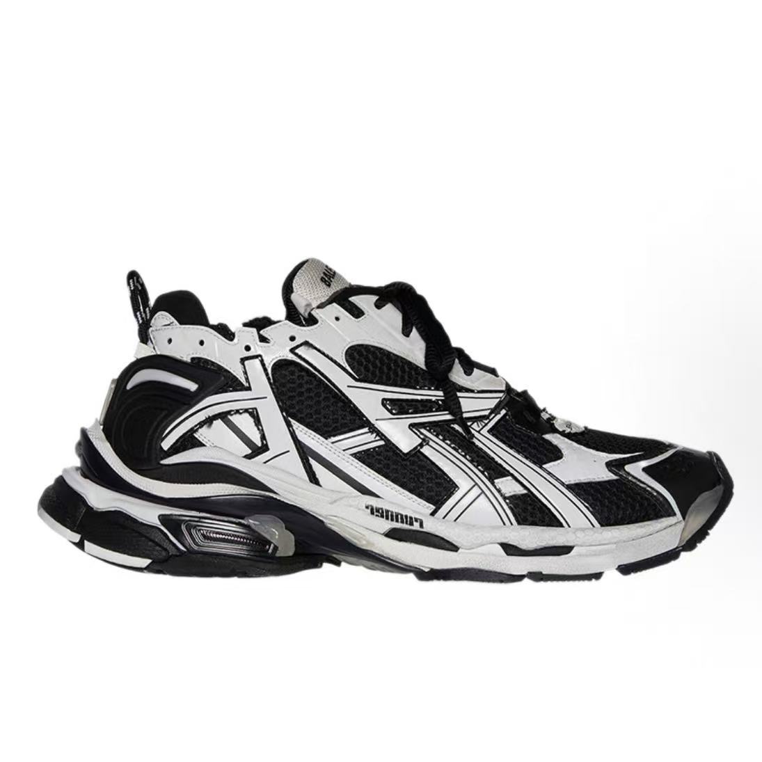 발렌시아가 러너 텍스타일 빈티지 로우탑 대디 스니커즈 블랙/화이트 (XA공장)