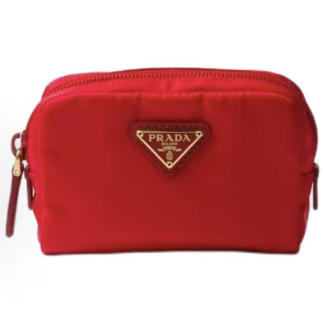 프라다 Re-Nylon 에나멜 트라이앵글 로고 집업 코스메틱 파우치 1ND339