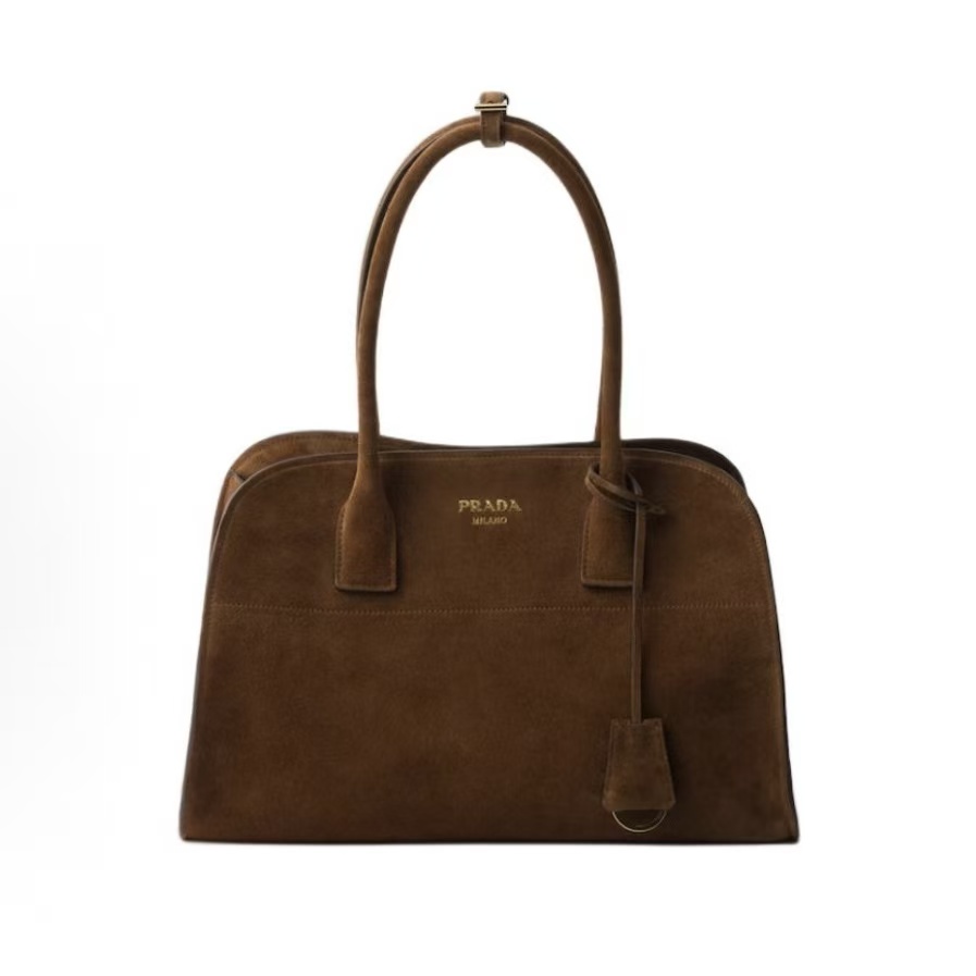 프라다 엠보싱 레터링 로고 와이드 오픈 토트백 미디엄 1BG572