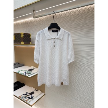 루이비통 레터 로고 가죽 패치 다미에 패턴 자카드 폴로 반팔 (X공장)