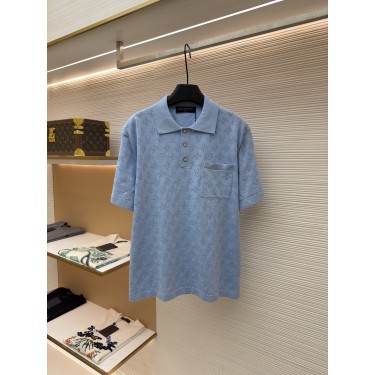 루이비통 레터 퍼포레이티드 펀칭 자카드 니트 반팔 폴로 셔츠 (X공장)