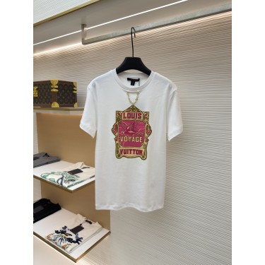 루이비통체인 장식 넥라인 컬러 프린트 반팔 티셔츠 (X공장)