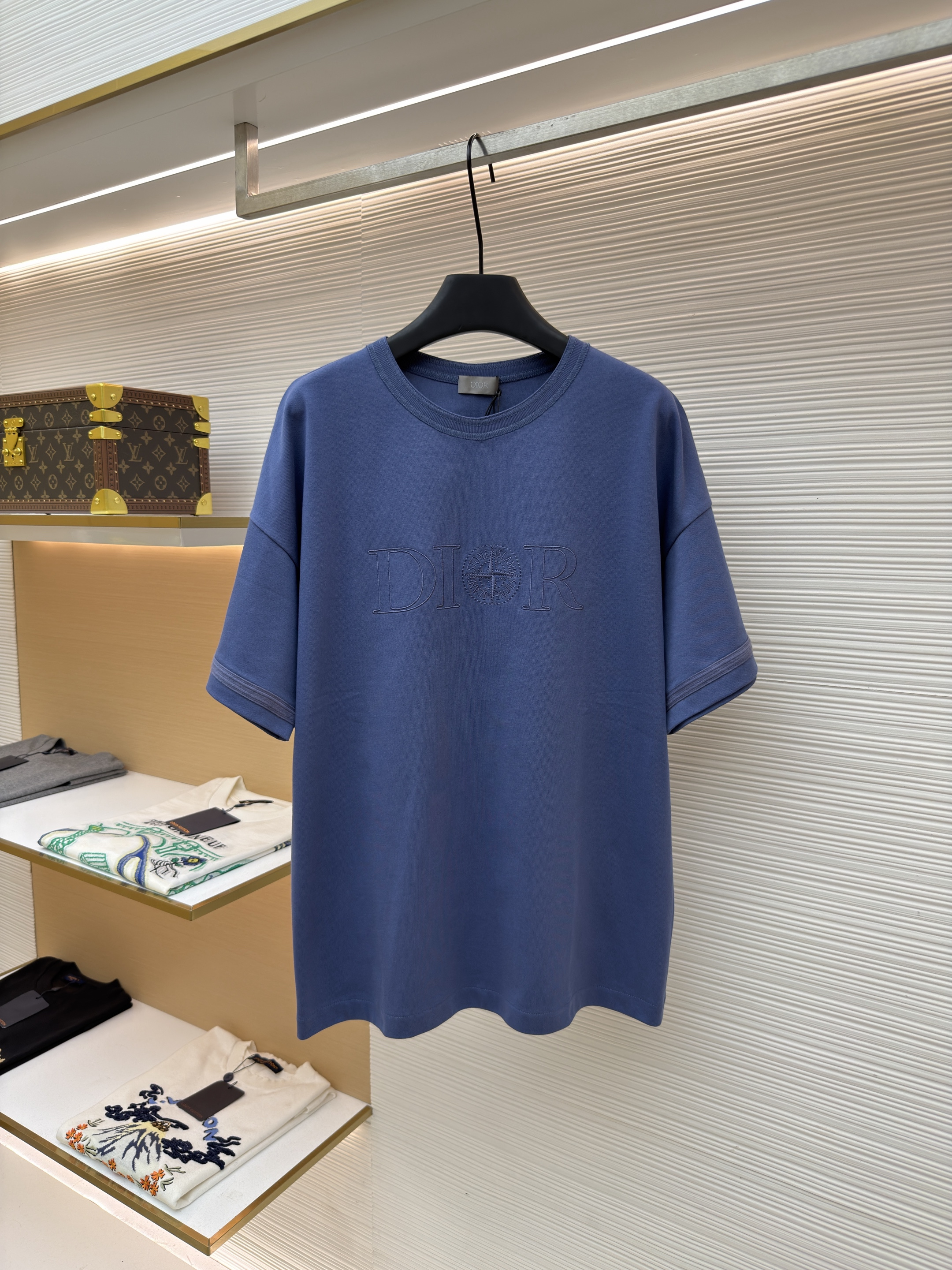 디올 콜라보레이션 로고 자수 코튼 반팔 티셔츠 (X공장)