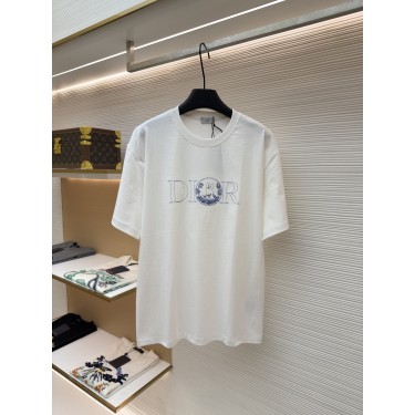 디올 블루 캣 자수 라운드넥 반팔 티셔츠 (X공장)