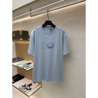 디올 블루 캣 자수 라운드넥 반팔 티셔츠 (X공장)