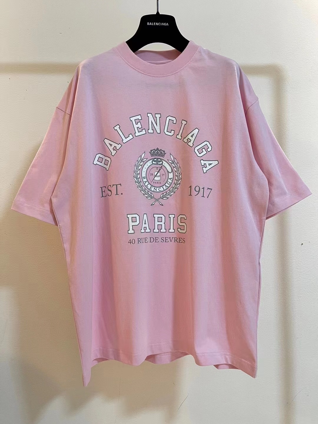 발렌시아가 칼리지 1917 그래픽 반팔 티셔츠 핑크