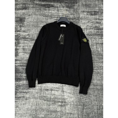 스톤 아일랜드 울 크루넥 맨투맨 블랙