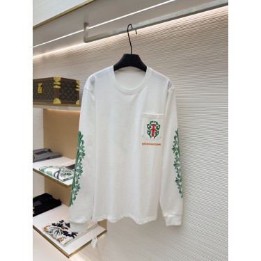 크롬하츠 꽃무늬 검 프린트 한정판 긴팔 티셔츠